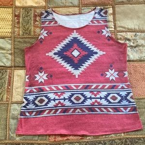 Ladies Aztec print, Boho, tank top size large